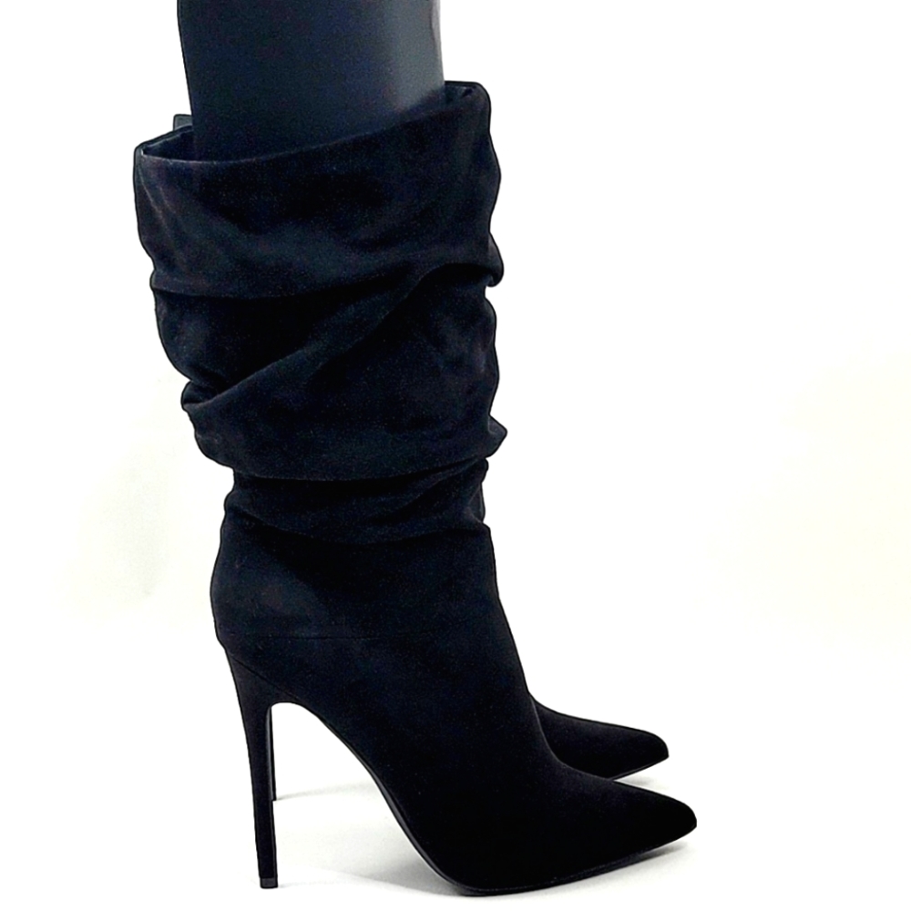 NEW Shoedazzle Mid-calf Women Black Summer Fall Winter Pointy Toe Boots Size 12